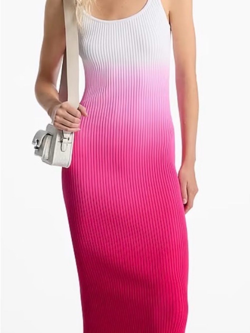 Michael Kors White to Pink Ombre Ribbed Maxi Dress